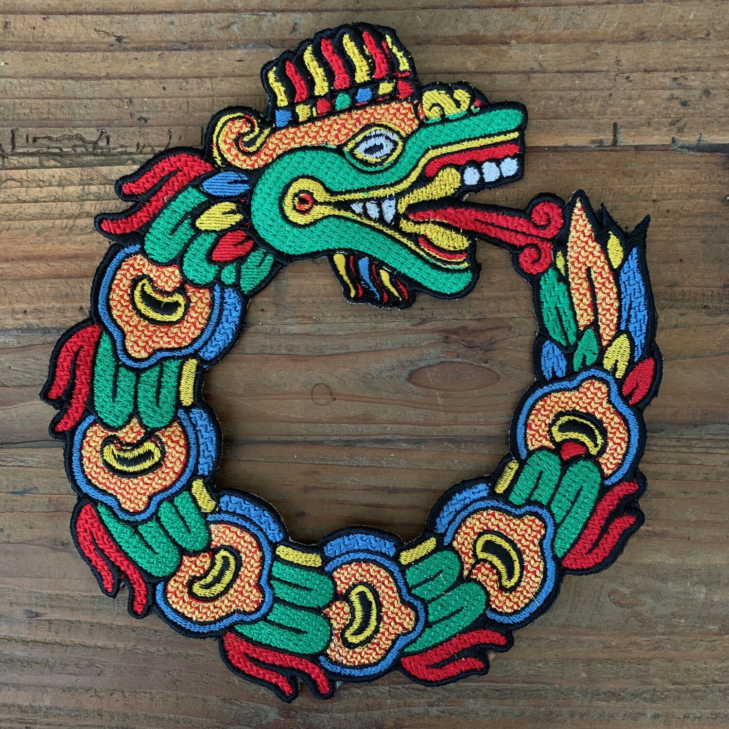 Quetzalcoatl Ouroboros Serpent Large Embroidered Patch