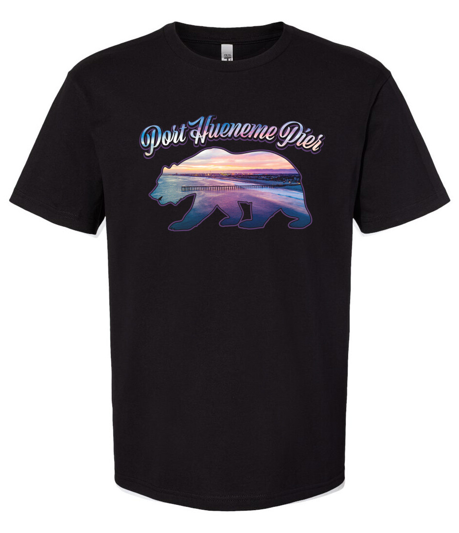Port Hueneme Pier Bear Black T-shirt