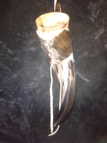 Viking Drinking Horn with Leather Holder