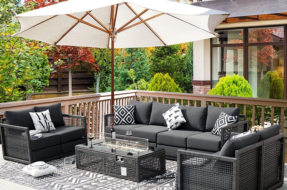 Grey Sofa Set with Firetable