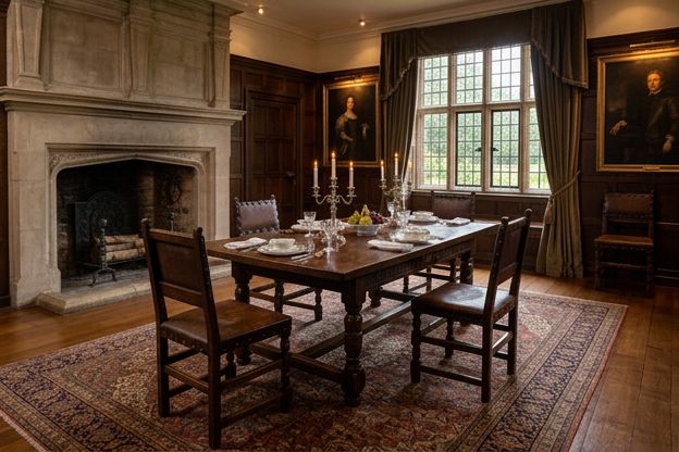 E31 - Set of 4 Oak & Leather Dining Chairs