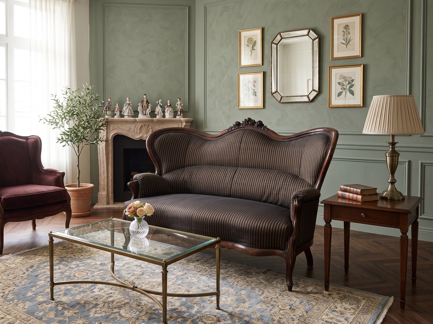 O49 - Mahogany Parlor Setee