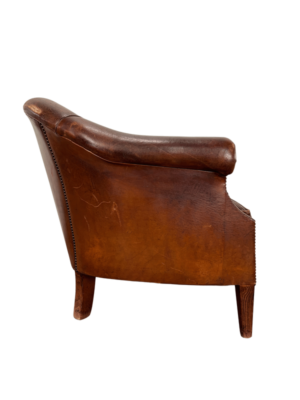 E44 - Brown Leather Club Chair
