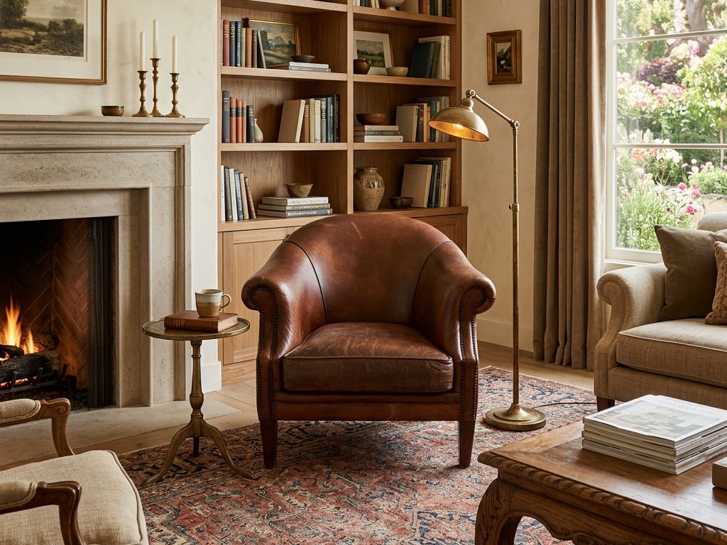 E44 - Brown Leather Club Chair