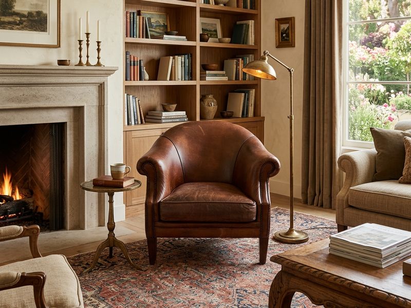 E44 - Brown Leather Club Chair
