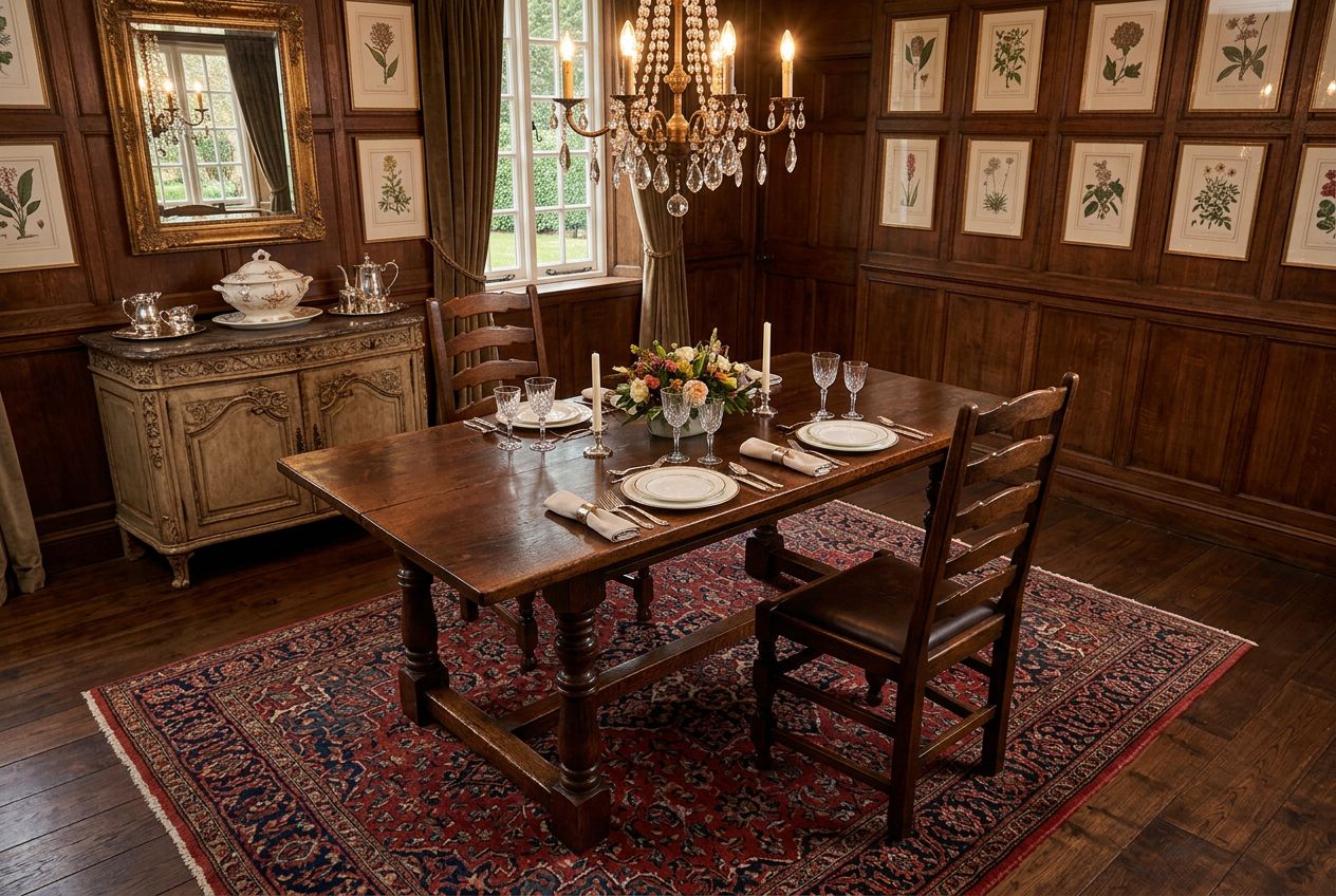 E8 - English Oak Trestle Base Dining Table