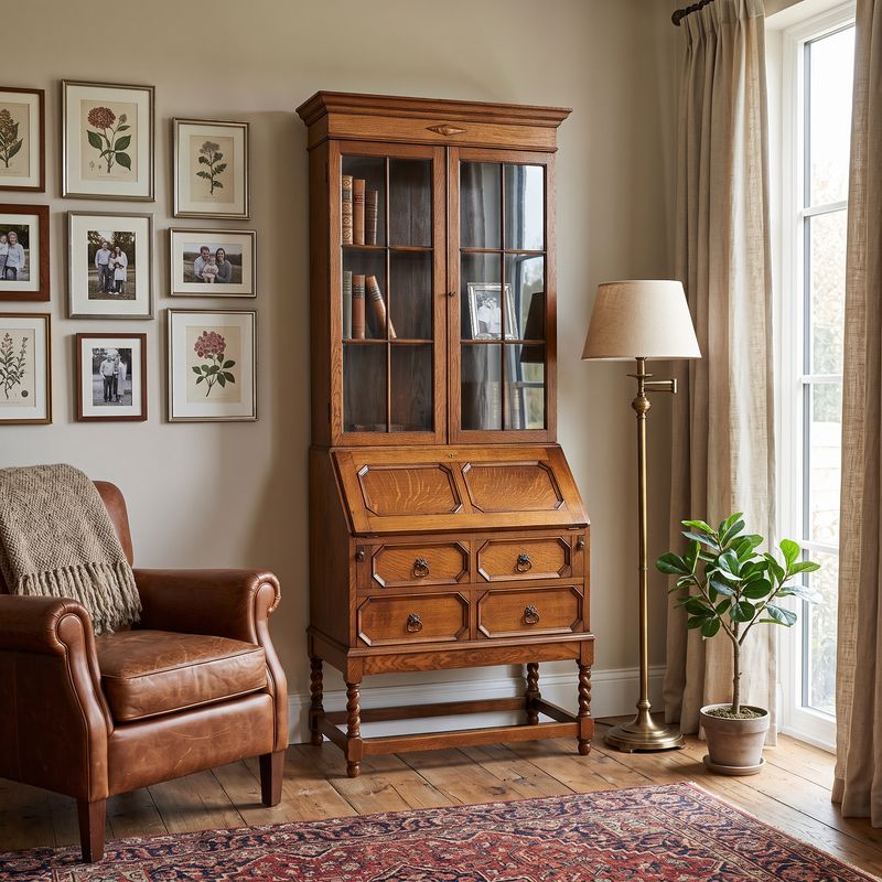 E29 - Antique Secretary Bookcase Cabinet