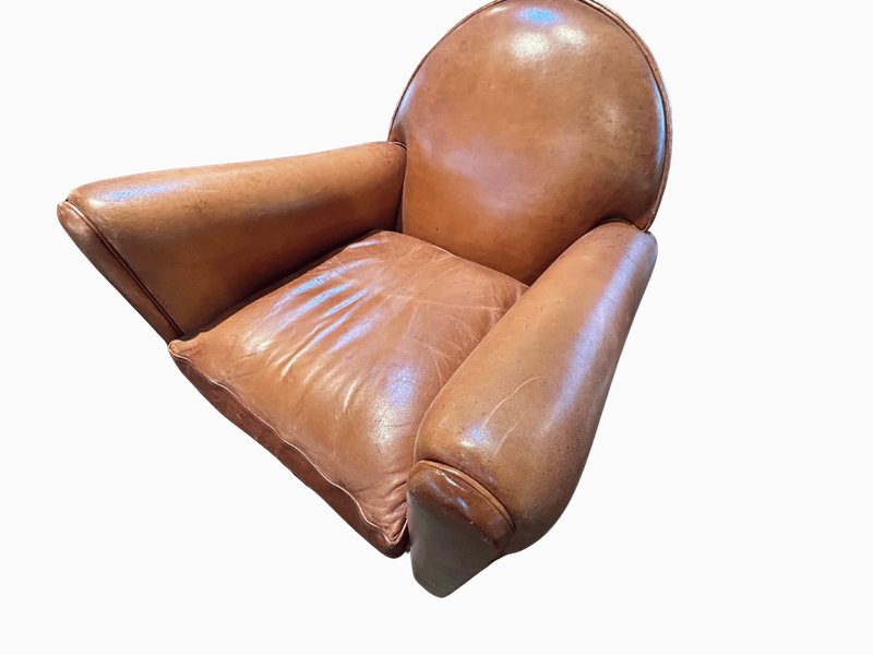 O72 - Leather Club Chair Pair
