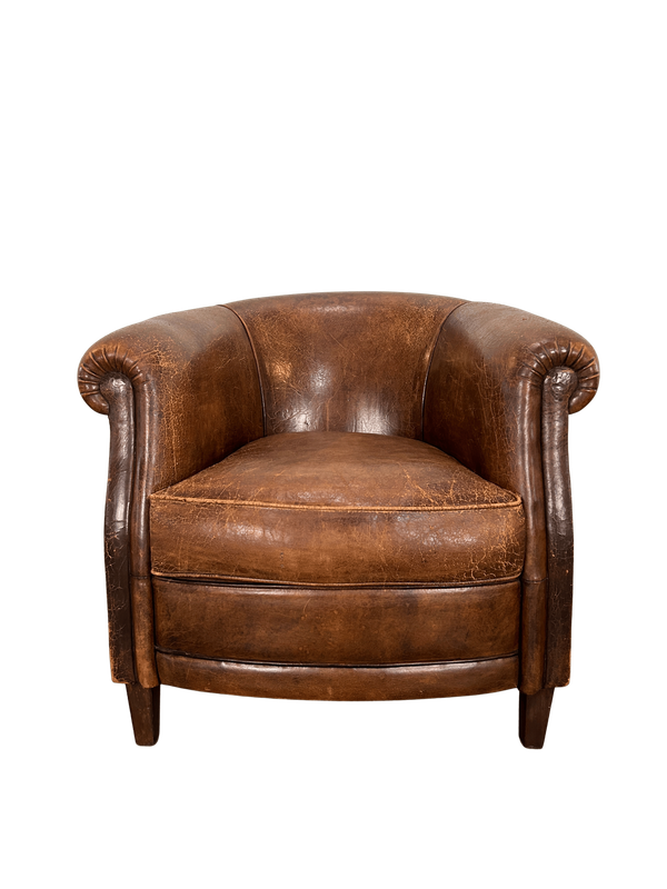 Art Deco Style Leather Club Chair