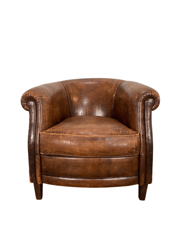O39 - Art Deco Style Leather Club Chair