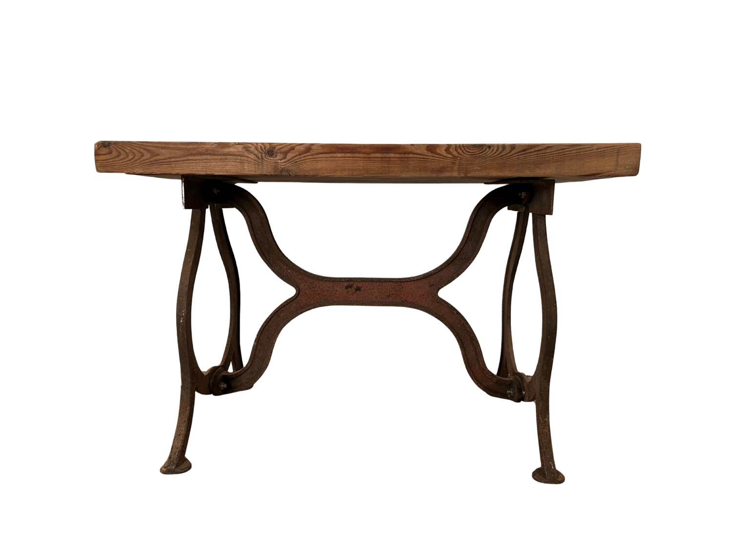 E7 - Rustic Table on Antique Industrial Base
