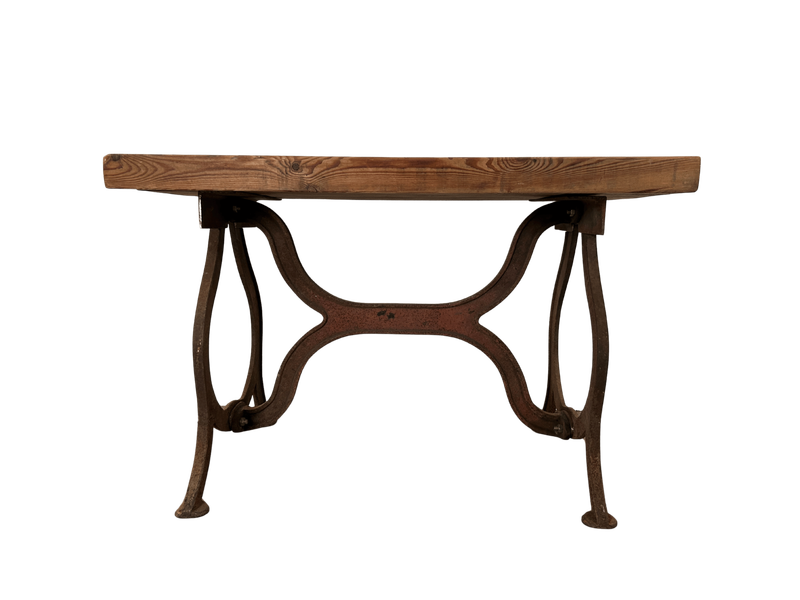 E7 - Rustic Table on Antique Industrial Base