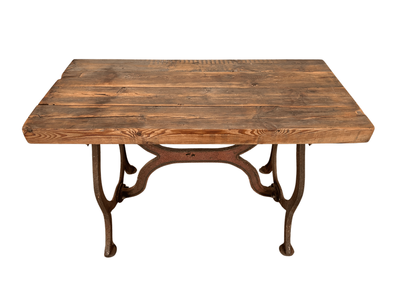 E7 - Rustic Table on Antique Industrial Base