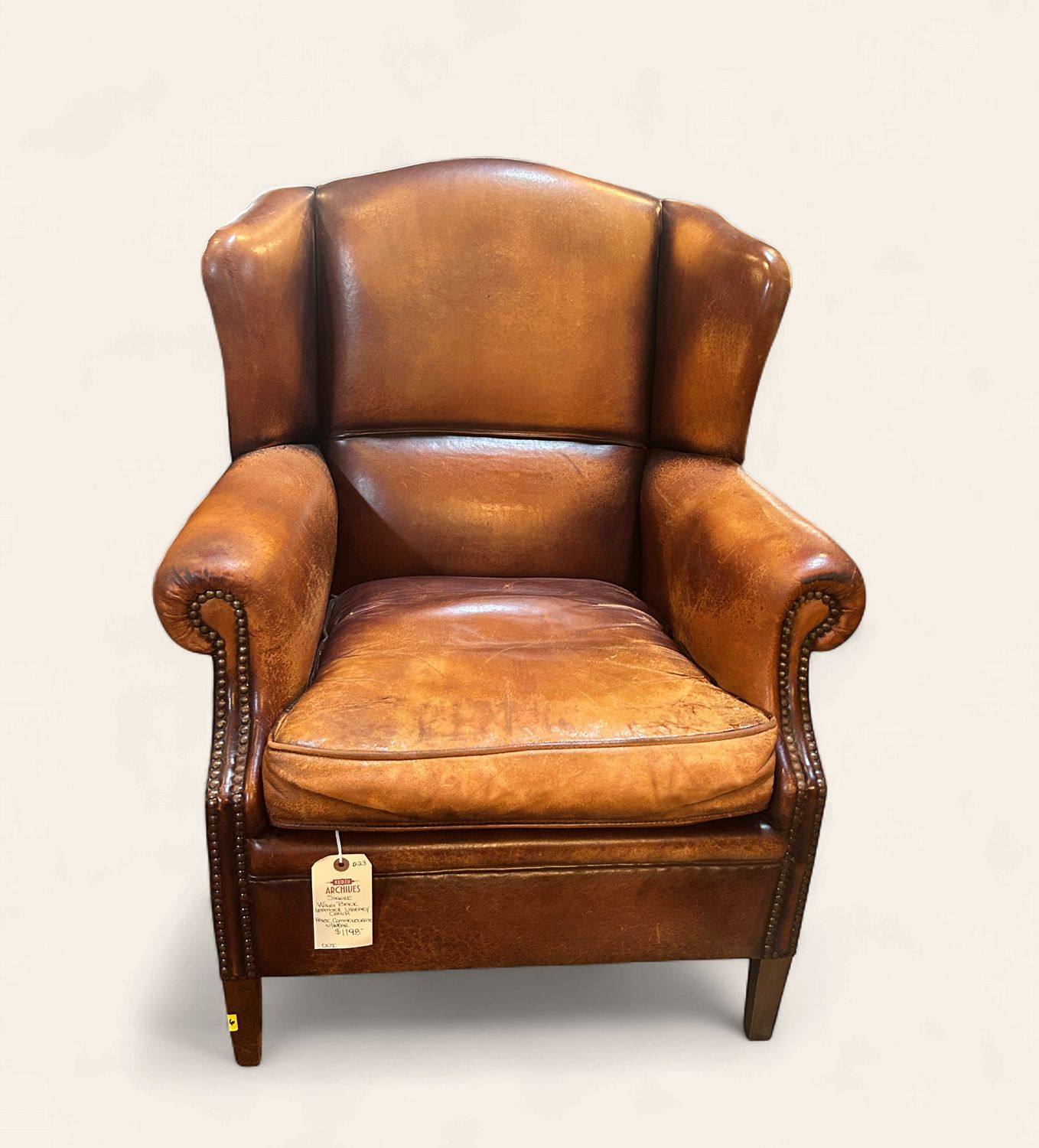 O23 - Single Wing Back Leather Library Chair
