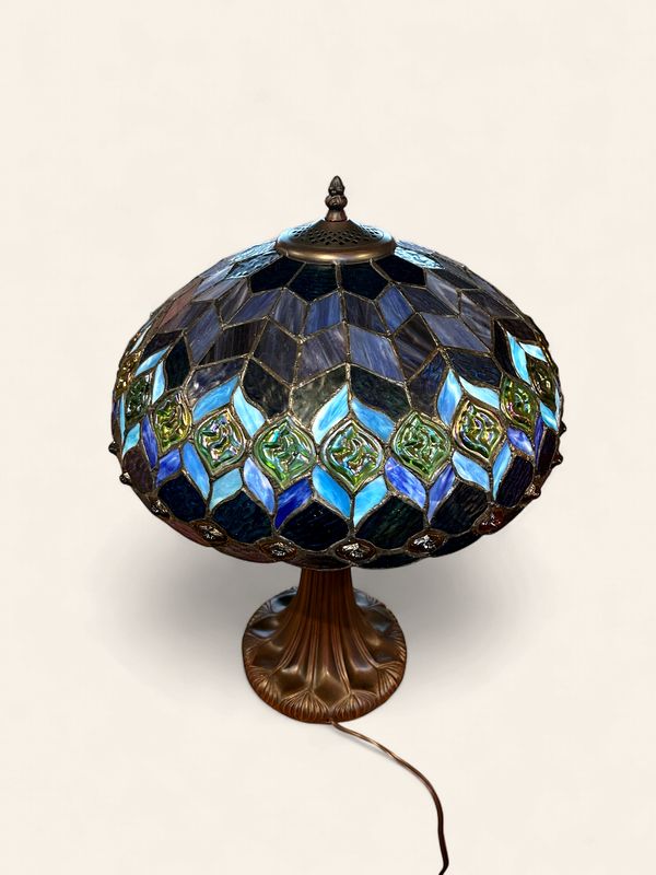 Blue Tiffany Style Two Bulb Accent Lamp - CL