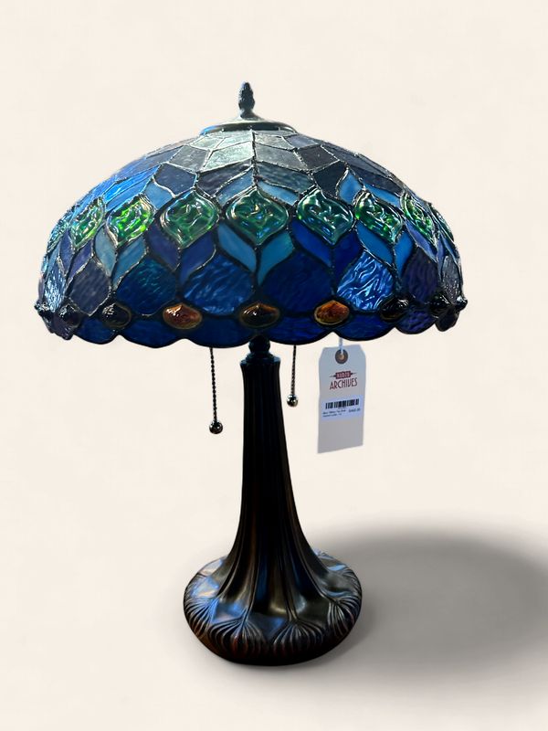 Blue Tiffany Style Two Bulb Accent Lamp - CL