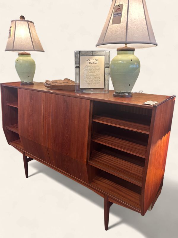 S18 - Mid Century Danish Modern Teak Dry Bar/Credenza with Rosewood Interior