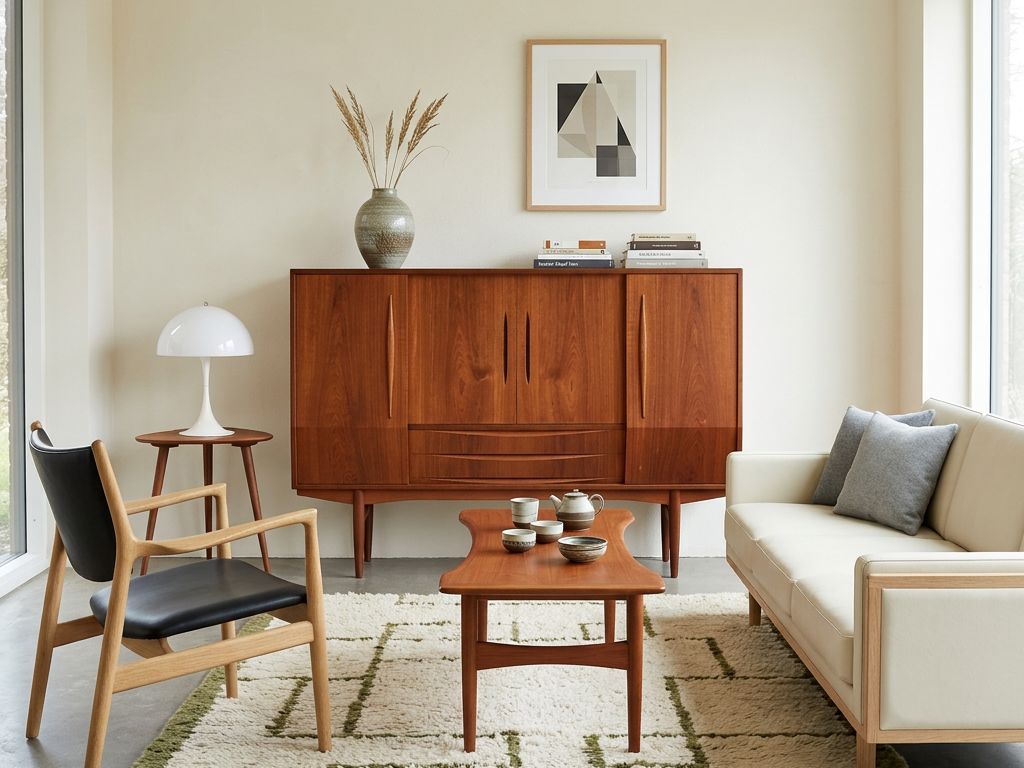 S18 - Mid Century Danish Modern Teak Dry Bar/Credenza with Rosewood Interior