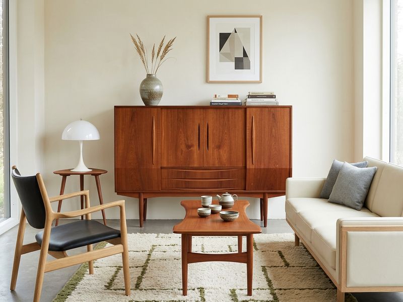 S18 - Mid Century Danish Modern Teak Dry Bar/Credenza with Rosewood Interior