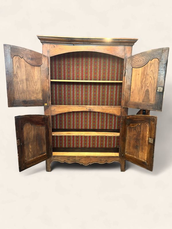 O68 - French Provincial Louis XV Style armoire deux corps - often used for linen/wardrobe, circa early 1800s