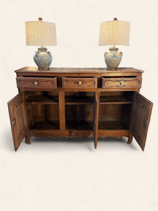 O92 - Lovely Antique French Provincial Oak Buffet Louis XV Style 3 over 3