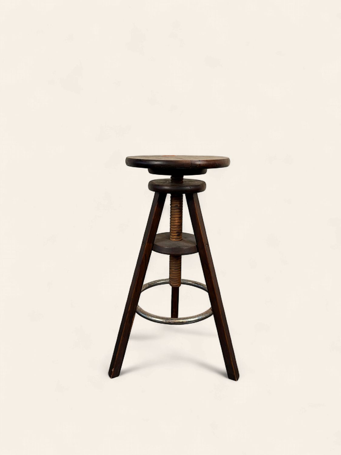 O125 - Stool with metal and wood base