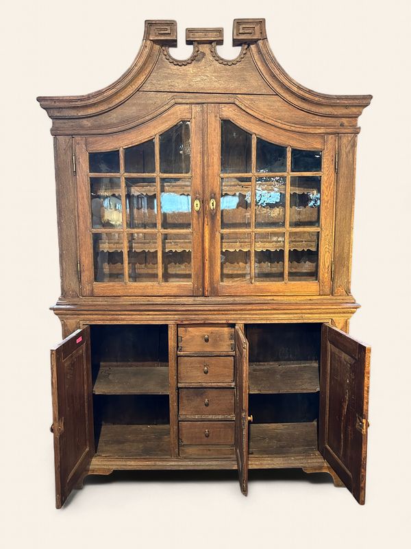 S13 - 1850s Cupboard 3 lower doors and double glass door