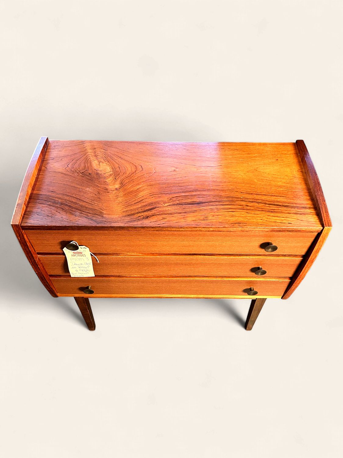 S15 - Danish MCM 3 Drawer Chest in Walnut