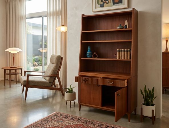 S17 - Swedish Library with 2 lower drawers and double door lower cabinet