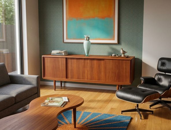 S22 - MCM Sideboard with notable outfitted drawers & 4 sliding doors
