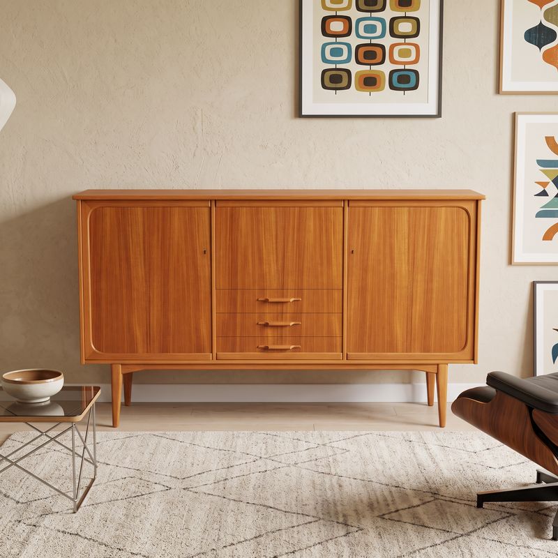 S47 - Beautiful Teak High Board with drop down desk and ample cabinet space