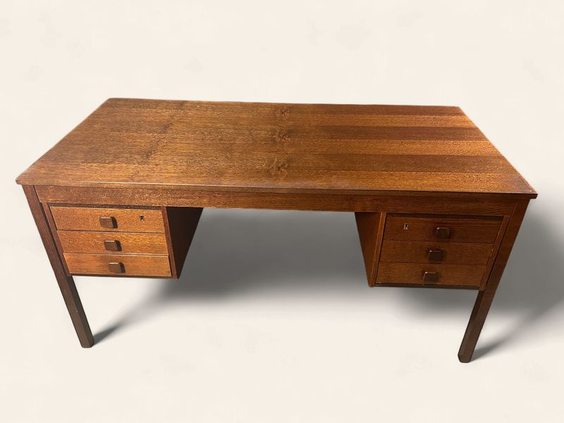 S50 - 4 sided dark veneer MCM desk