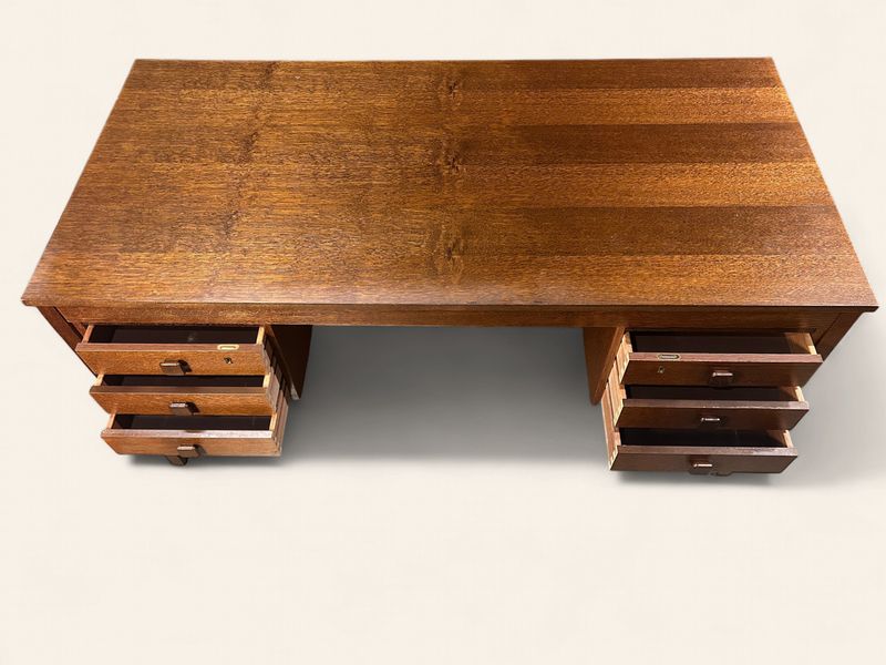 S50 - 4 sided dark veneer MCM desk