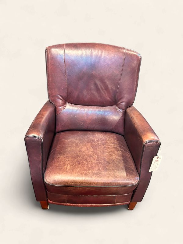 O128 - Pair of French art deco leather lounge chairs