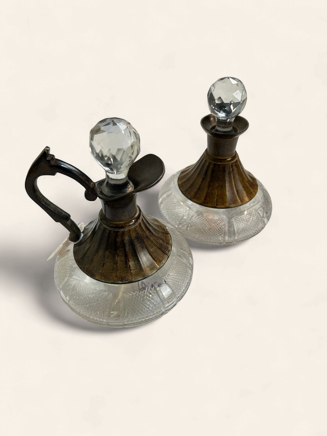 P282 - Pair Crystal Oil + Vinegar Cruets