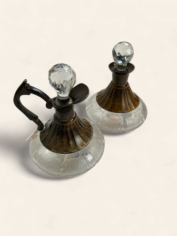 P282 - Pair Crystal Oil + Vinegar Cruets