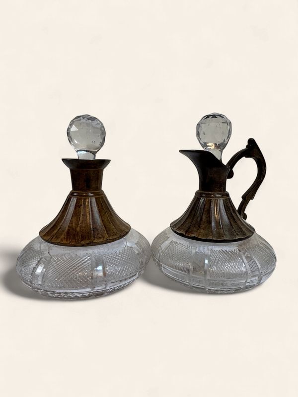 P282 - Pair Crystal Oil + Vinegar Cruets