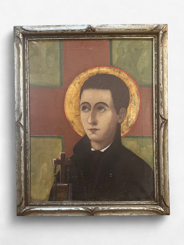 O132 - Lovely Antique painting of saint from France