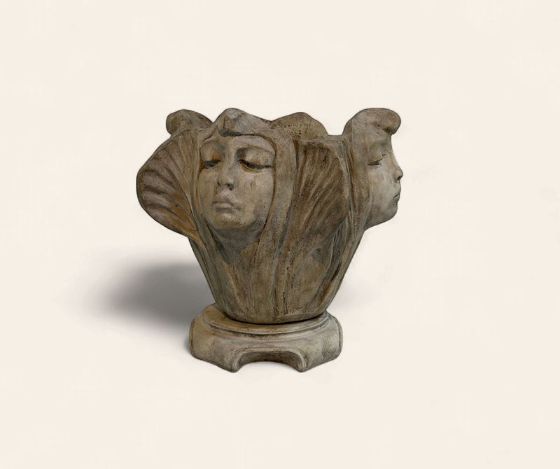 K13 - Christine Sibley 12" tall Faces Planter with base