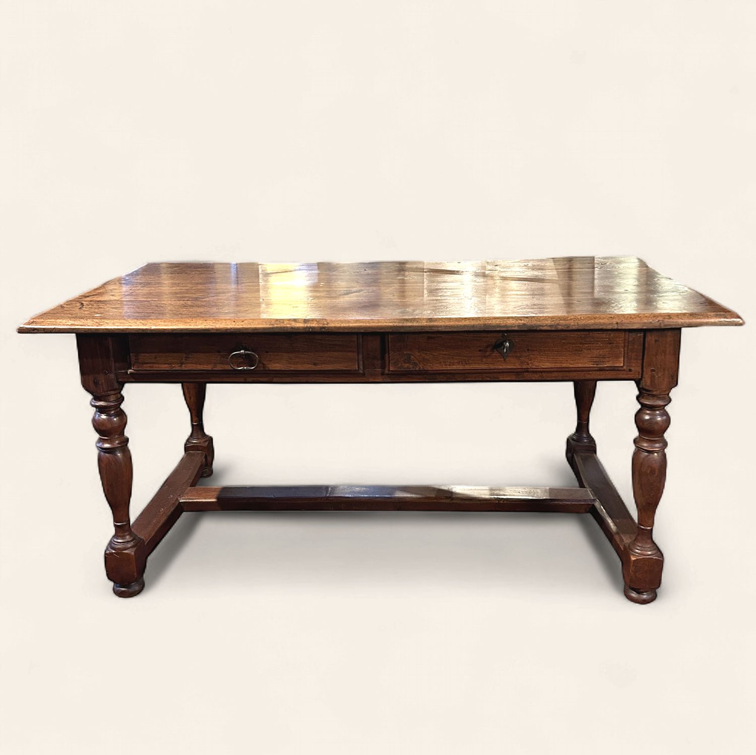 O139 - Handsome French Antique Oak Desk w/ Double Drawers