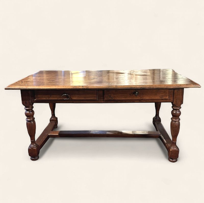 O139 - Handsome French Antique Oak Desk w/ Double Drawers