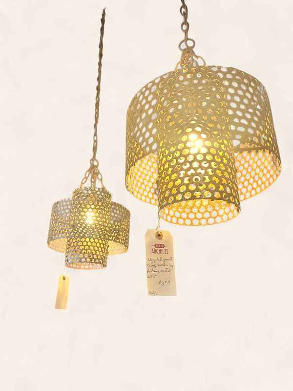 K26 - Upcycled Peanut Sizing Screen light fixrture by Alabama metal artist