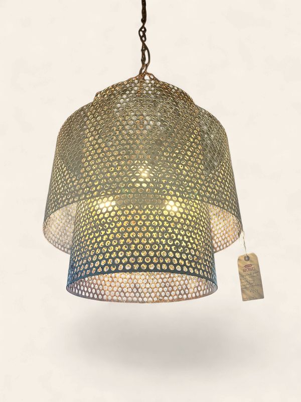 K27 - Upcycled peanut sizing screen chandelier by Alabama metal artist