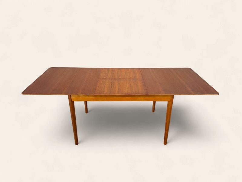 Mid Century Teak Dining Table with pop up leaf