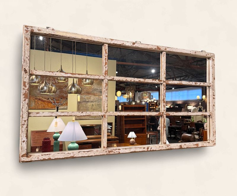O181 - 9 Pane shabby industrial window mirror