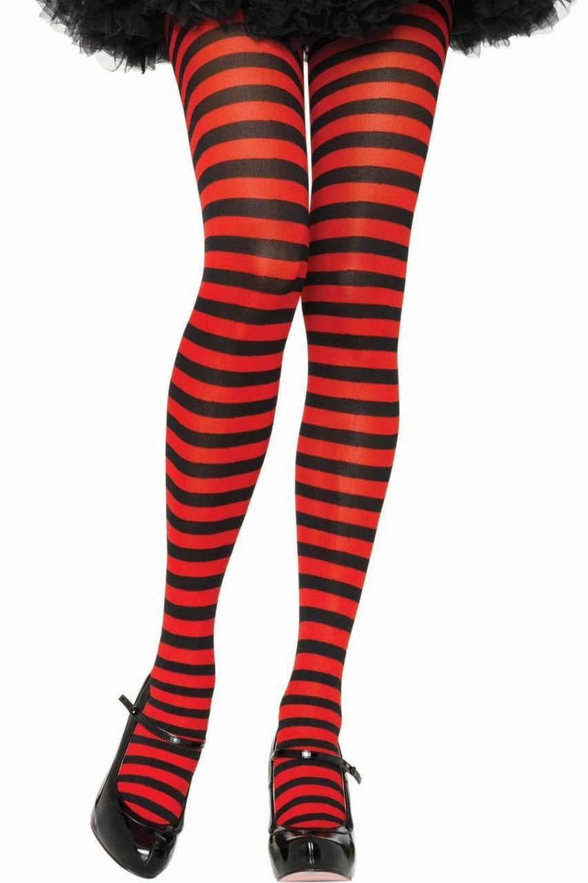 STRIPED TIGHTS BLACK/RED