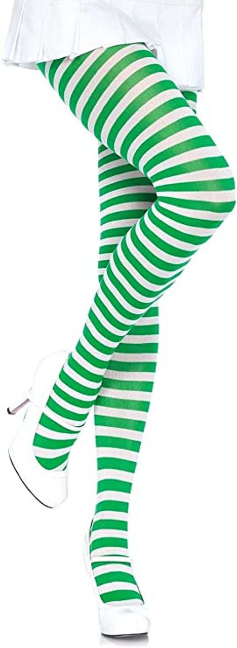 STRIPED TIGHTS WHITE/GREEN