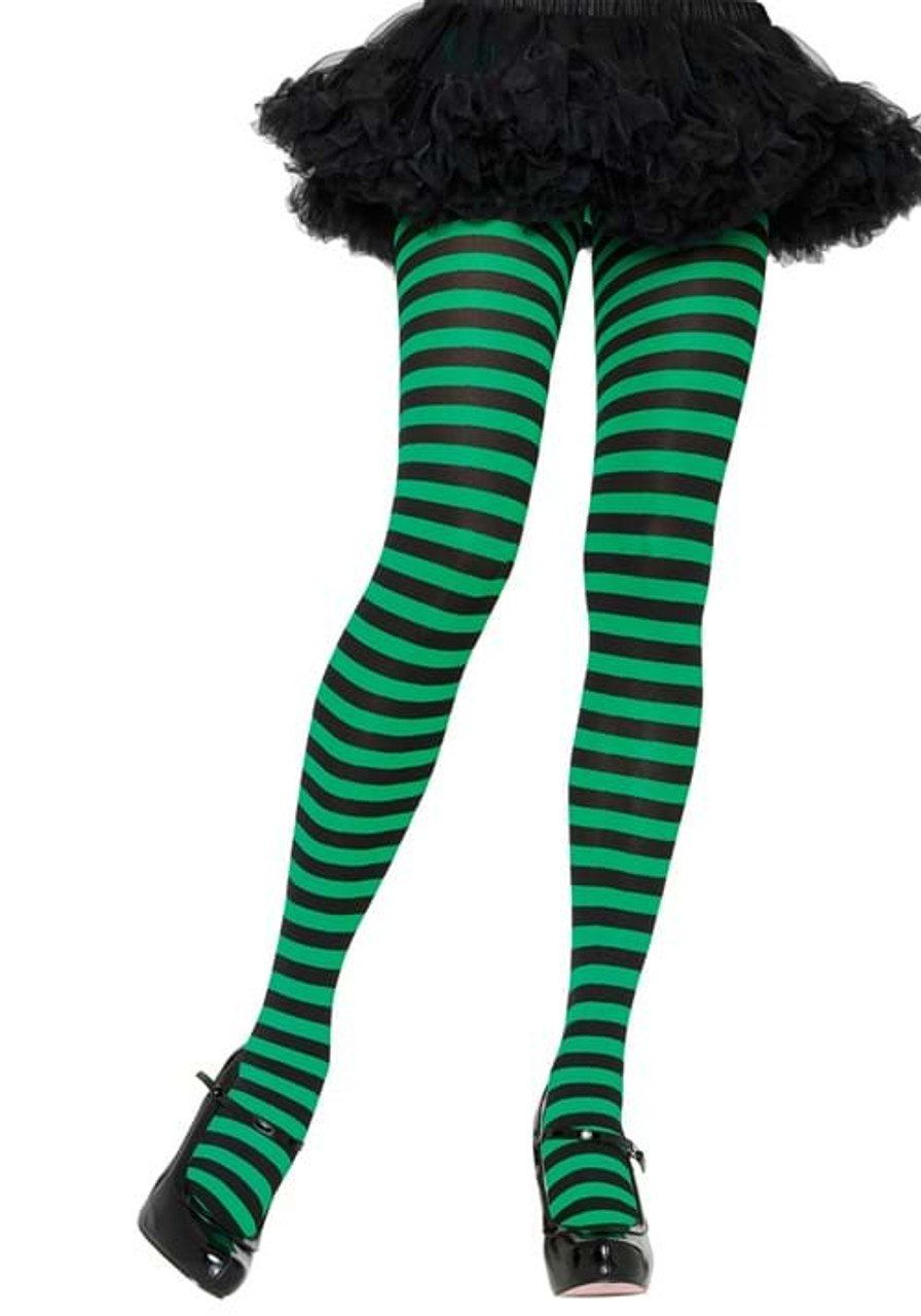 STRIPED TIGHTS BLACK/GREEN