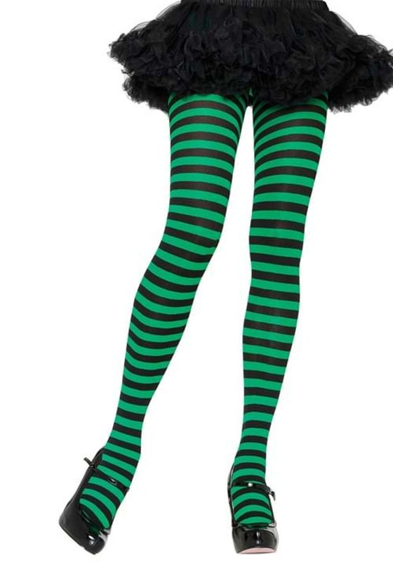 STRIPED TIGHTS BLACK/GREEN