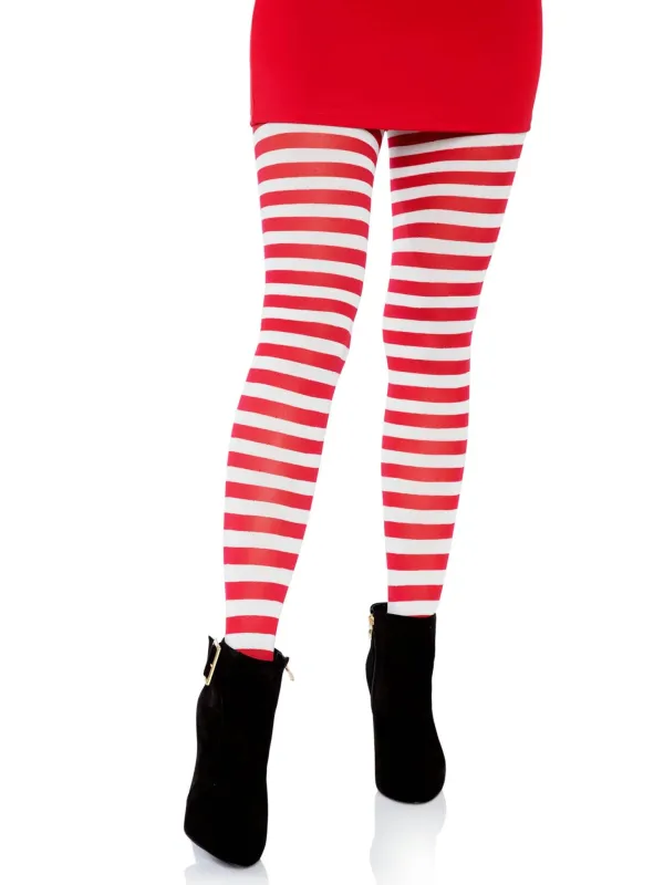 STRIPED TIGHTS WHITE/RED